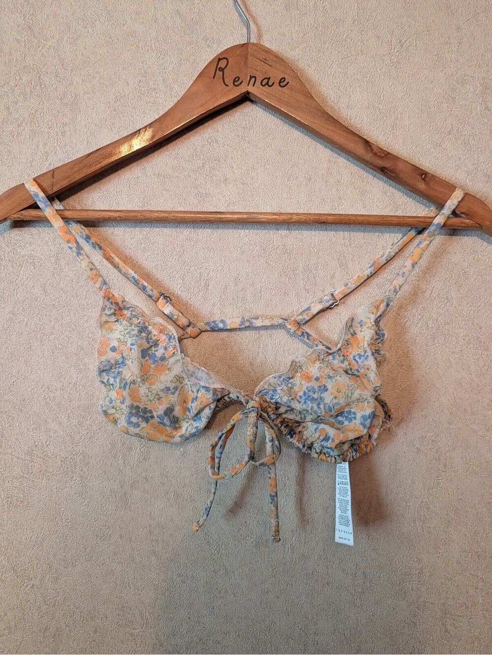 TOPSHOP blue orange floral bikini top sz S
